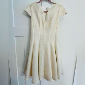 Beautiful Julia Jordan white with gold diamond sewn detail dress with pockets.